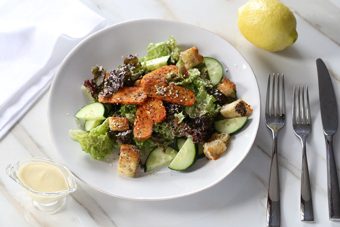 Spicy Buffalo Tempeh Caesar Salad