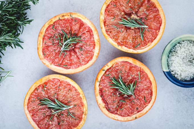 Broiled Grapefruit with Rosemary & Salt